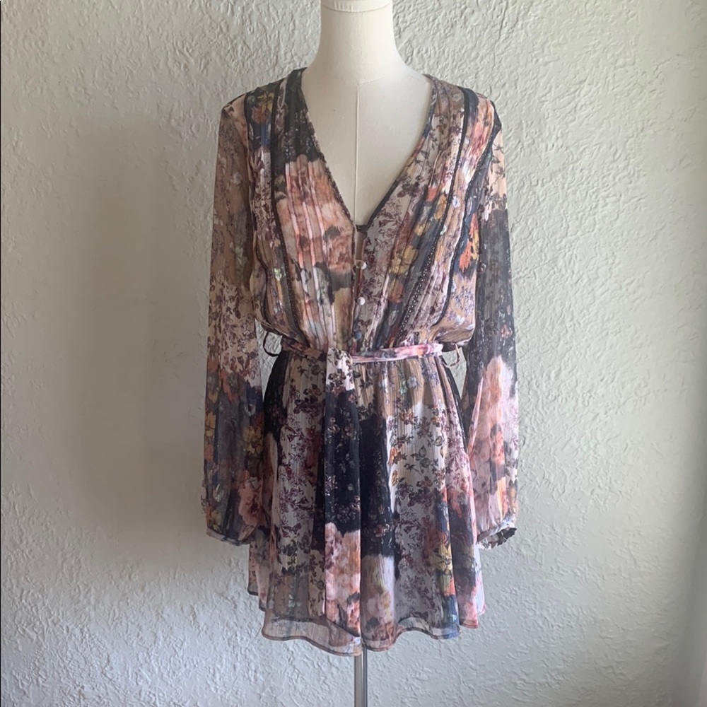 Floral Sheer Long Sleeve Dress